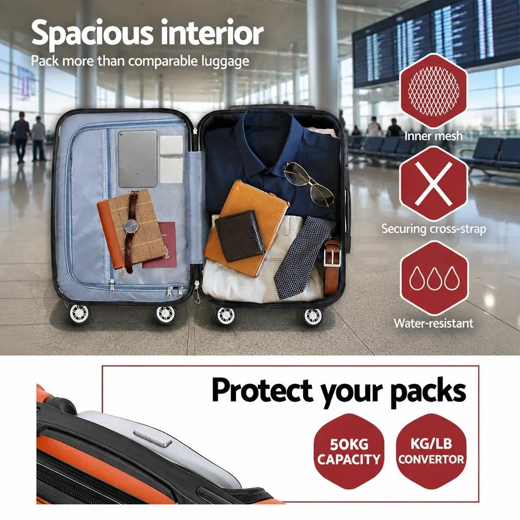 Luggage Set 3 Piece 20 24 28 Inch Hard Shell Suitcase TSA Lock Spinner Carry On