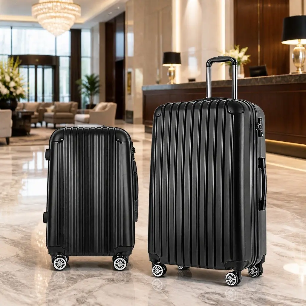 2 Piece Lightweight Hard Shell Suitcase Set for Travel 20in and 28in Dark Grey