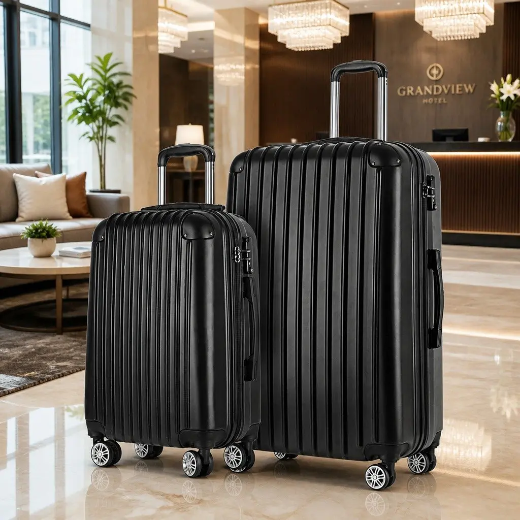 2 Piece Lightweight Hard Shell Suitcase Set for Travel 20in and 28in Dark Grey