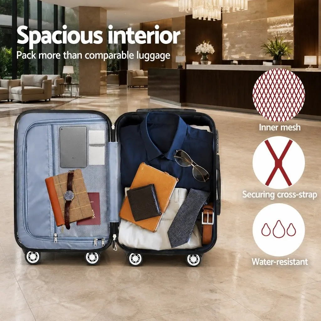 2 Piece Lightweight Hard Shell Suitcase Set for Travel 20in and 28in Dark Grey