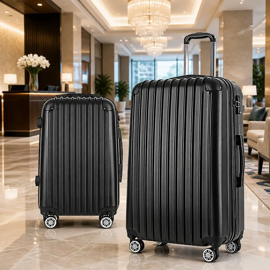 2 Piece Lightweight Hard Shell Suitcase Set for Travel 20in and 28in Dark Grey