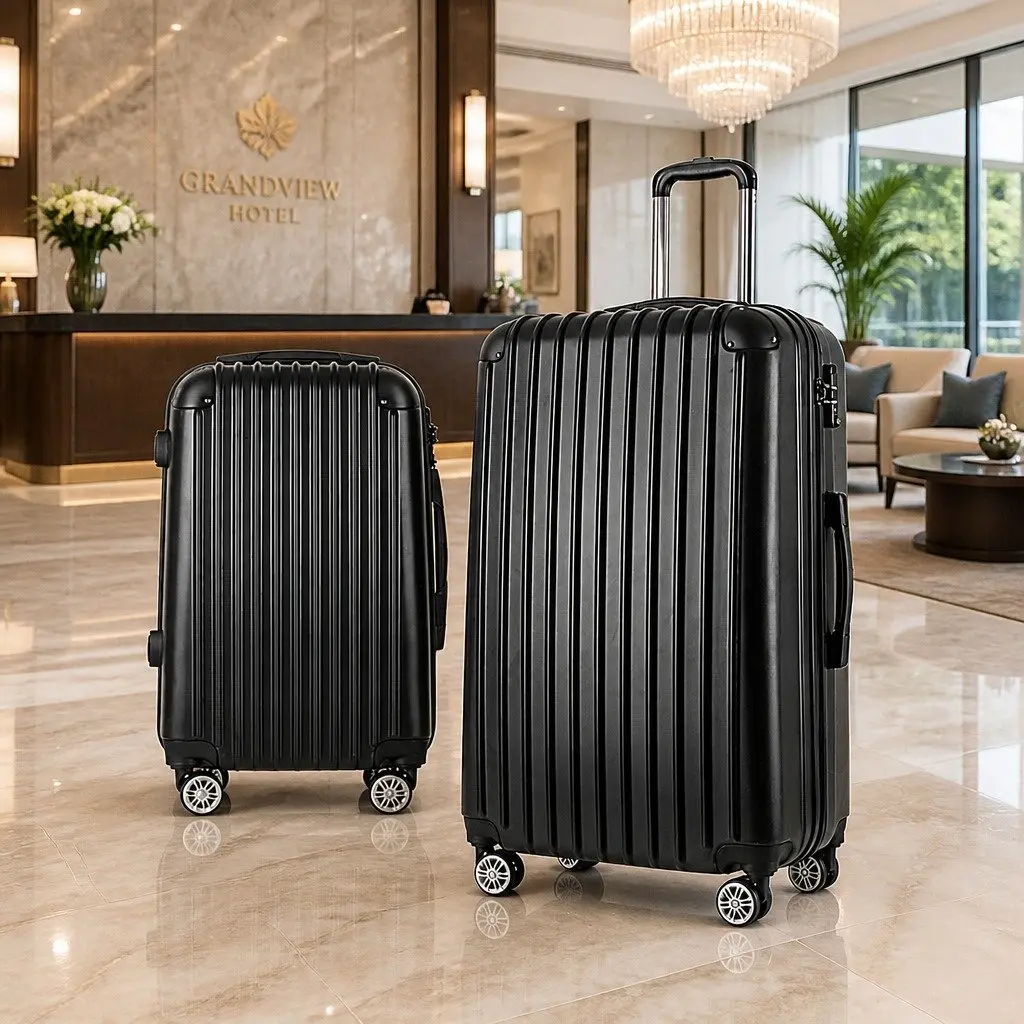 2 Piece Lightweight Hard Shell Suitcase Set for Travel 20in and 28in Dark Grey