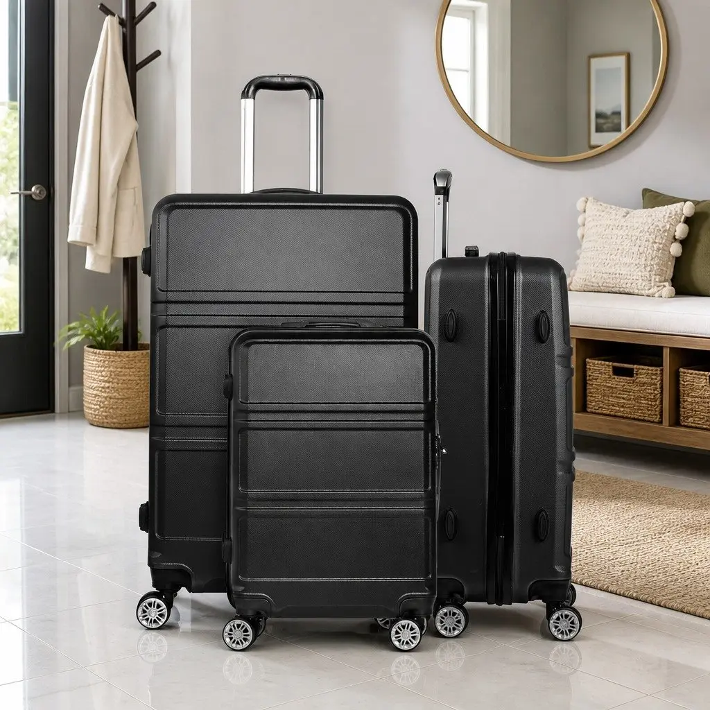 3 Piece Luggage Set 20 24 28 Inch Hard Shell Suitcase TSA Lock Spinner Wheels