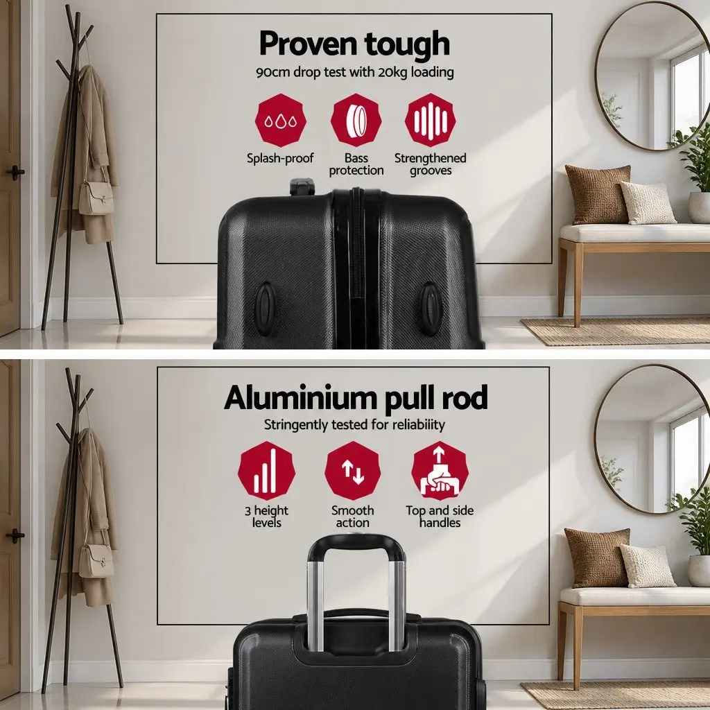 3 Piece Luggage Set 20 24 28 Inch Hard Shell Suitcase TSA Lock Spinner Wheels
