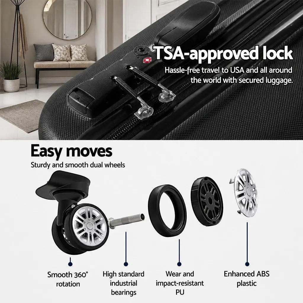 3 Piece Luggage Set 20 24 28 Inch Hard Shell Suitcase TSA Lock Spinner Wheels