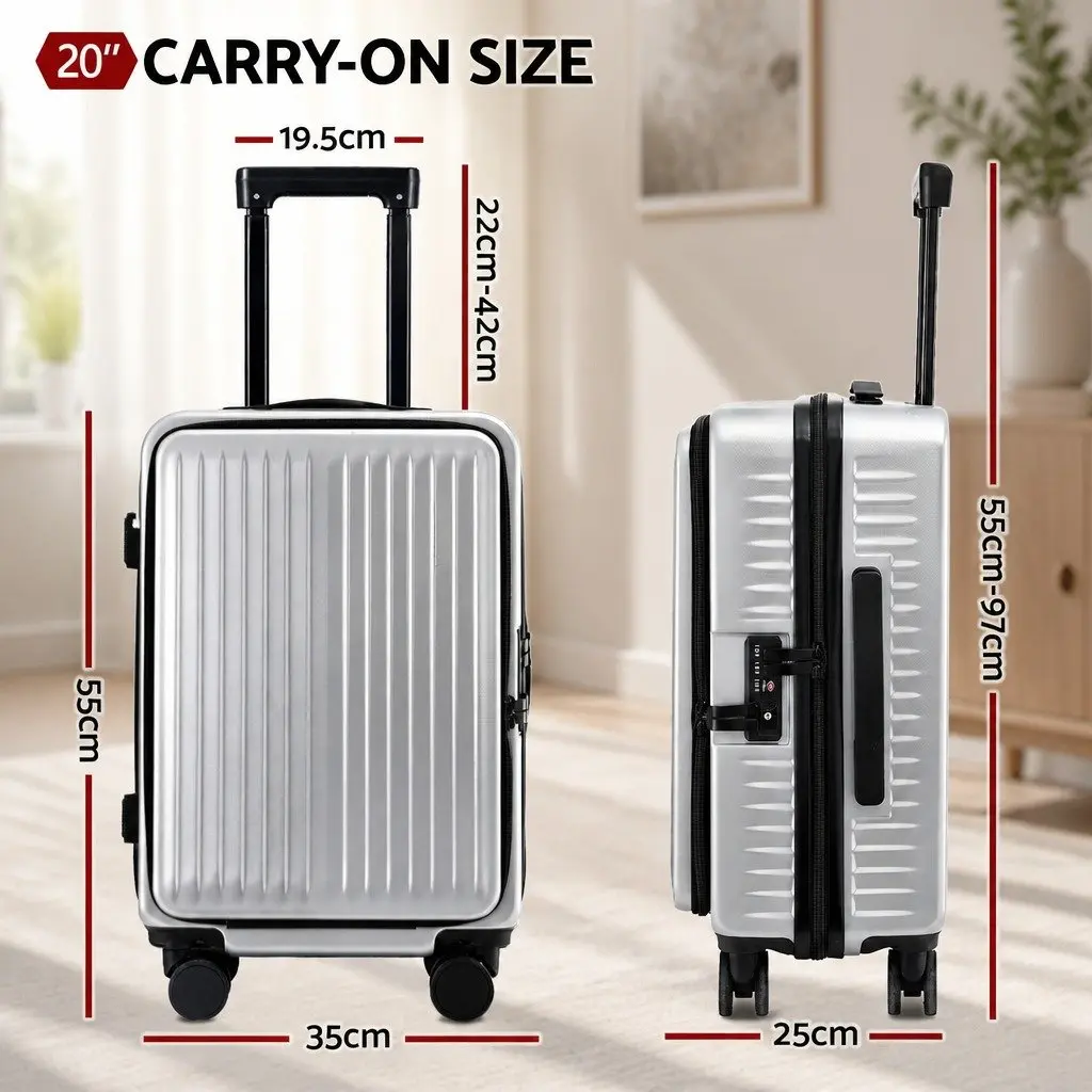 20" Carry-On Suitcase with Front Pocket and Locks