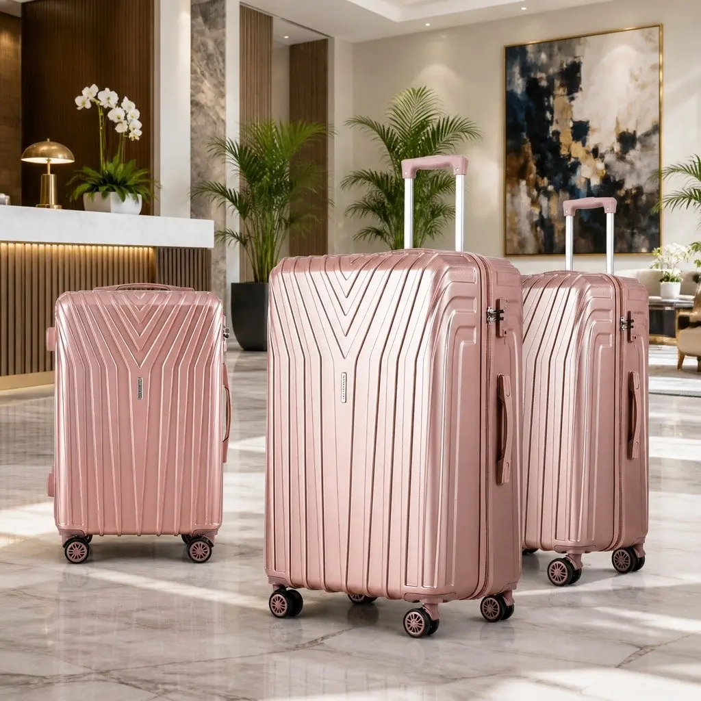 Luggage Set 3 Piece 20 24 28 Inch Suitcase Hard Shell Carry On TSA Lock Pink