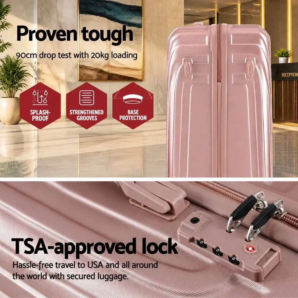 Luggage Set Suitcase 3 Piece 20 24 28 Inch Hard Shell Carry On Pink