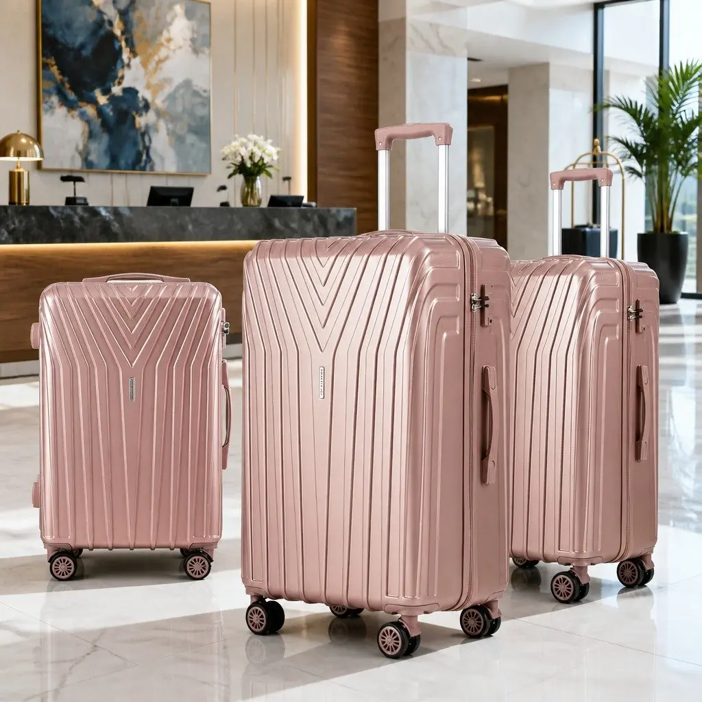 Luggage Set Suitcase 3 Piece 20 24 28 Inch Hard Shell Carry On Pink