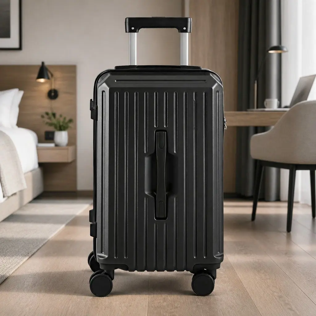 20" Trunk Luggage Suitcase Carry On Travel Trolley Case Black