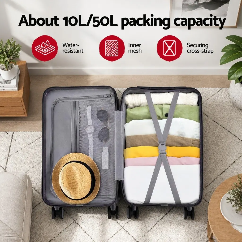 20" Trunk Luggage Suitcase Carry On Travel Trolley Case Black