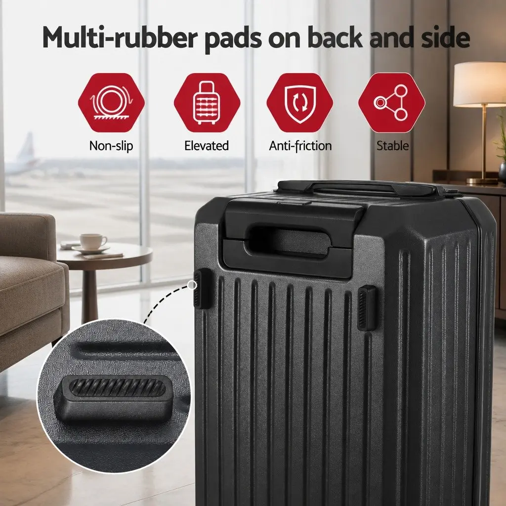 20" Trunk Luggage Suitcase Carry On Travel Trolley Case Black