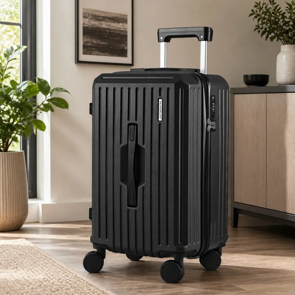 20" Trunk Luggage Suitcase Carry On Travel Trolley Case Black