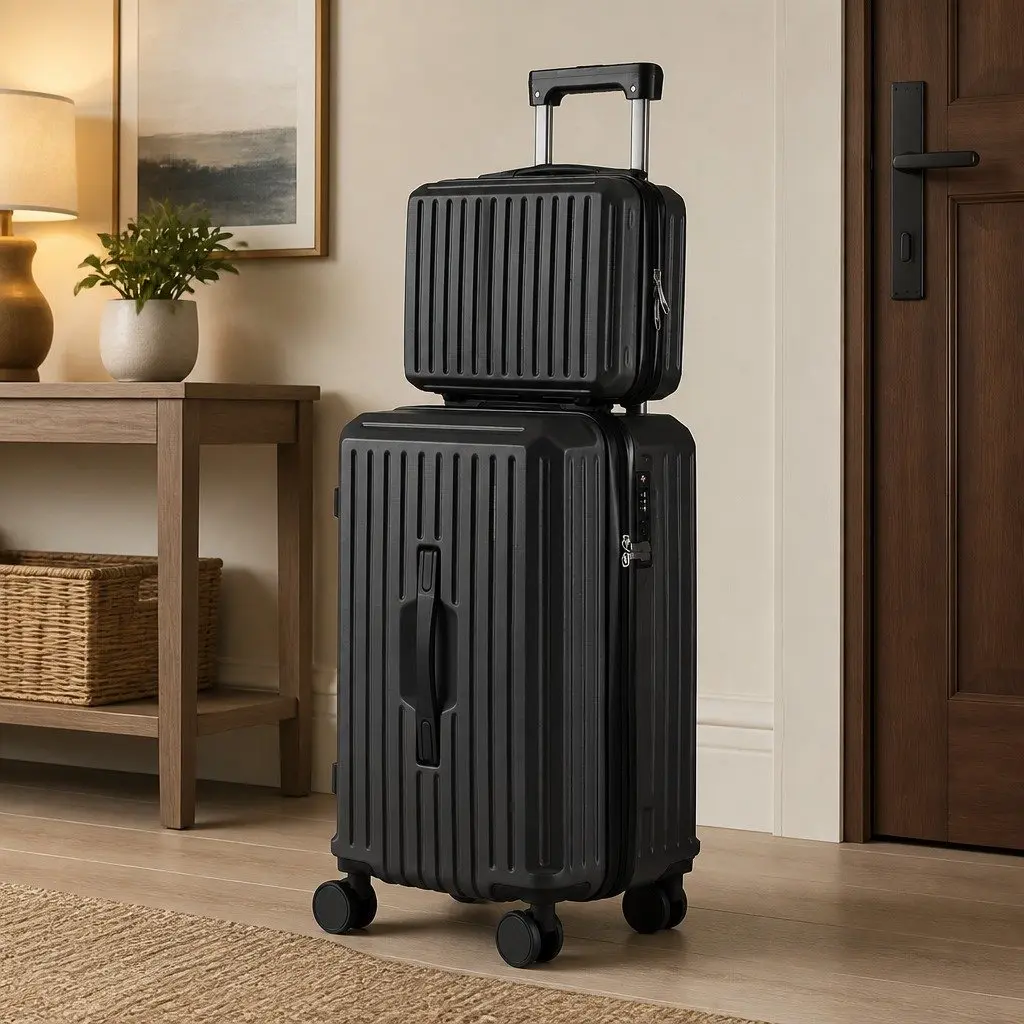 2-Piece Black Hard Shell Luggage Set