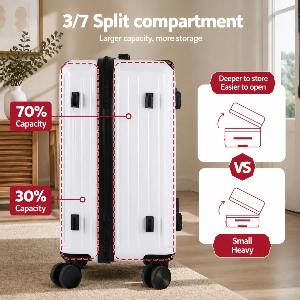 Suitcase Set 2pcs Trunk Luggage Travel Carry On TSA Lock 12" 20" White