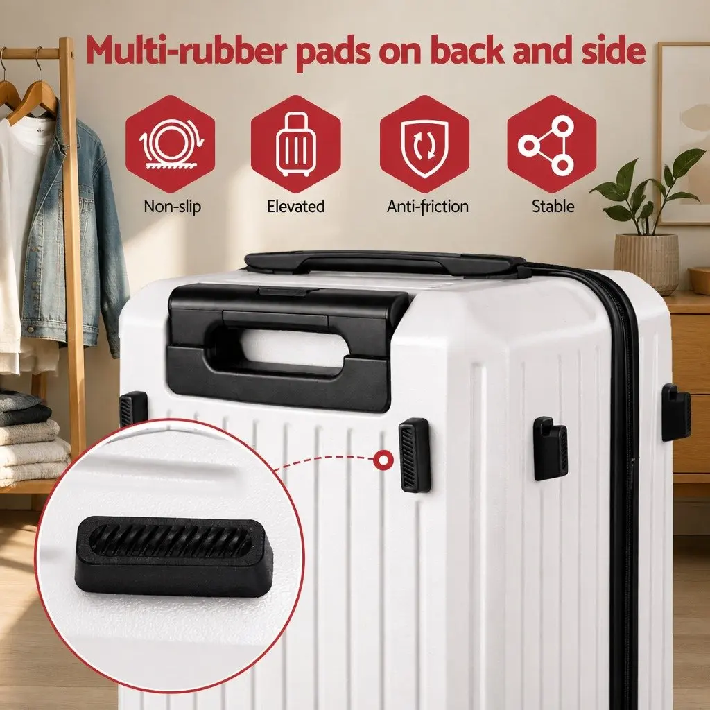 Suitcase Set 2pcs Trunk Luggage Travel Carry On TSA Lock 12" 20" White