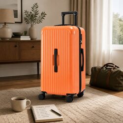28" Trunk Luggage Suitcase with USB Type-C Ports TSA Lock Spinner Wheels Orange