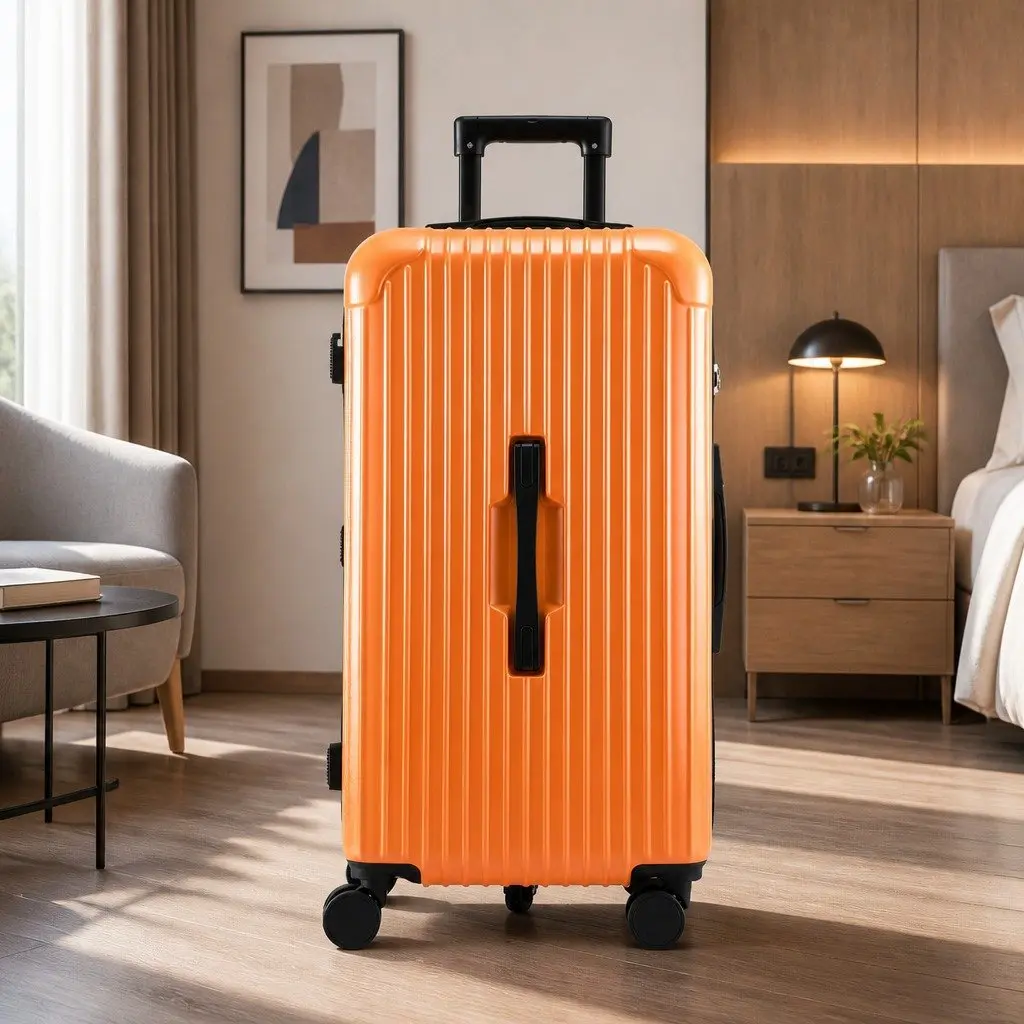 28 Inch Trunk Luggage Suitcase for Travel Orange Hard Shell with Wheels