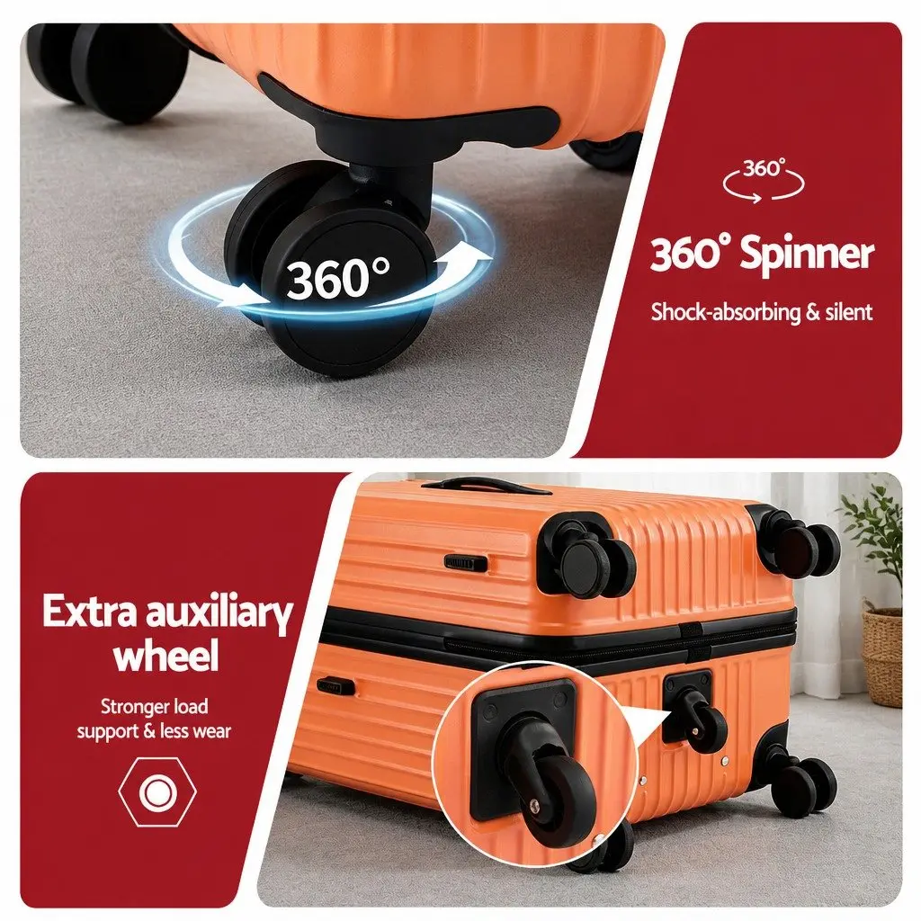 28 Inch Trunk Luggage Suitcase for Travel Orange Hard Shell with Wheels
