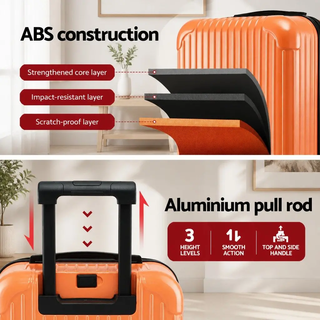 28 Inch Trunk Luggage Suitcase for Travel Orange Hard Shell with Wheels
