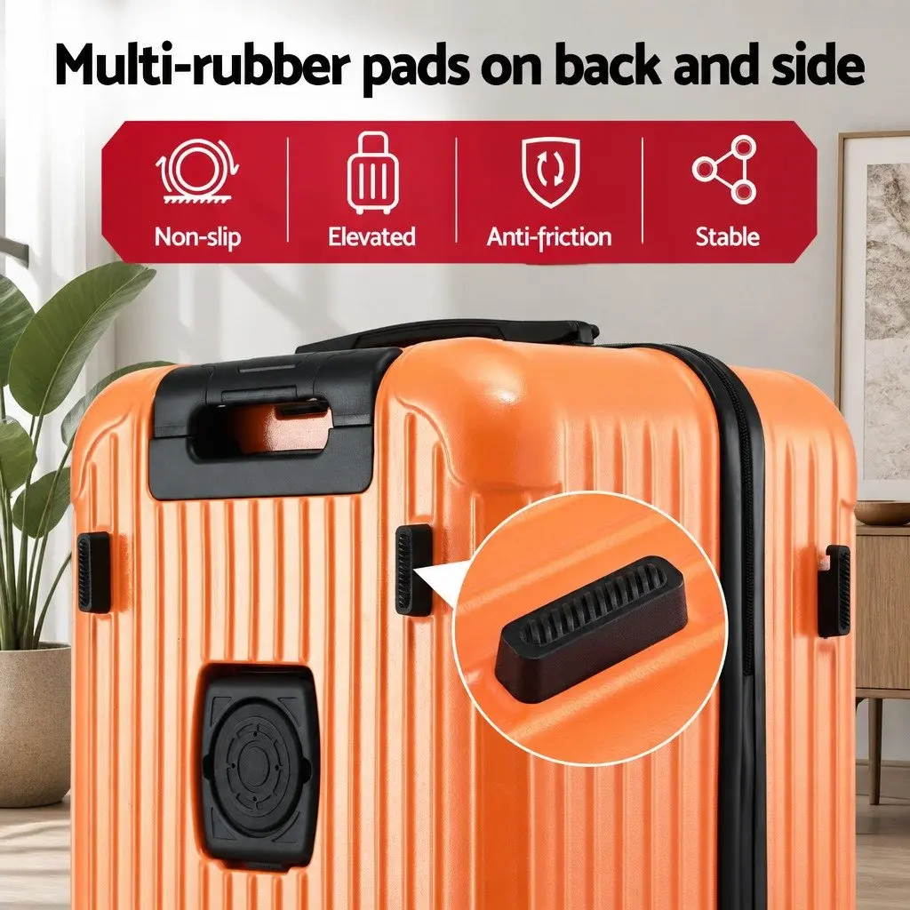 28 Inch Trunk Luggage Suitcase for Travel Orange Hard Shell with Wheels