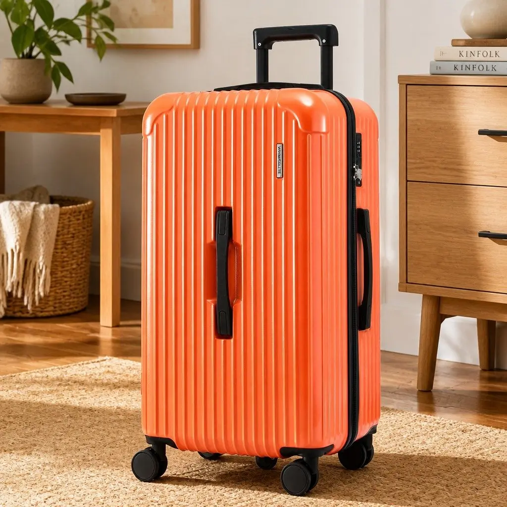 28 Inch Trunk Luggage Suitcase for Travel Orange Hard Shell with Wheels