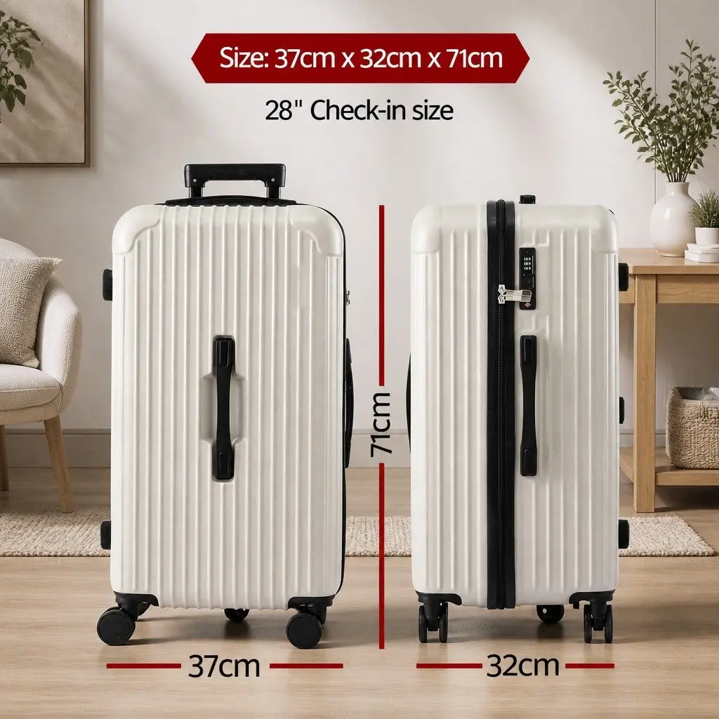 28" Trunk Luggage Suitcase Hard Shell Travel Case 5 Wheels USB Type-C Port Lock