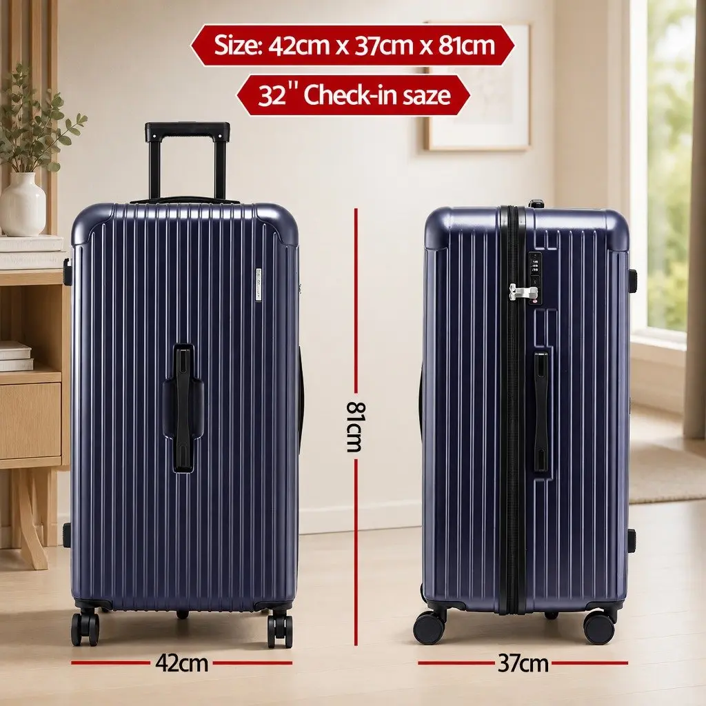 32" Trunk Luggage Suitcase for Travel Deep Indigo with USB Type-C and 5 Wheels