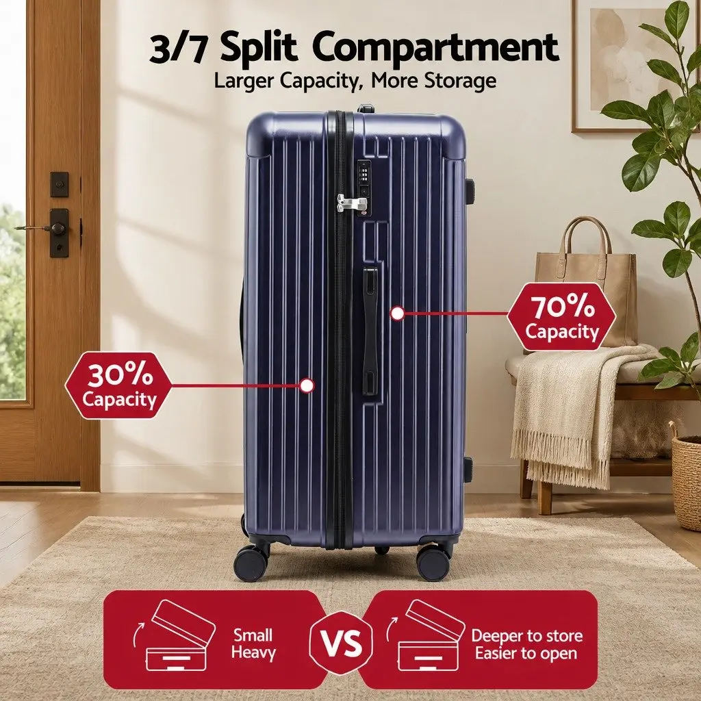 32" Trunk Luggage Suitcase for Travel Deep Indigo with USB Type-C and 5 Wheels