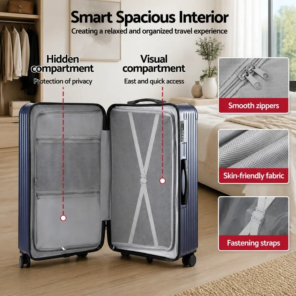 32" Trunk Luggage Suitcase for Travel Deep Indigo with USB Type-C and 5 Wheels