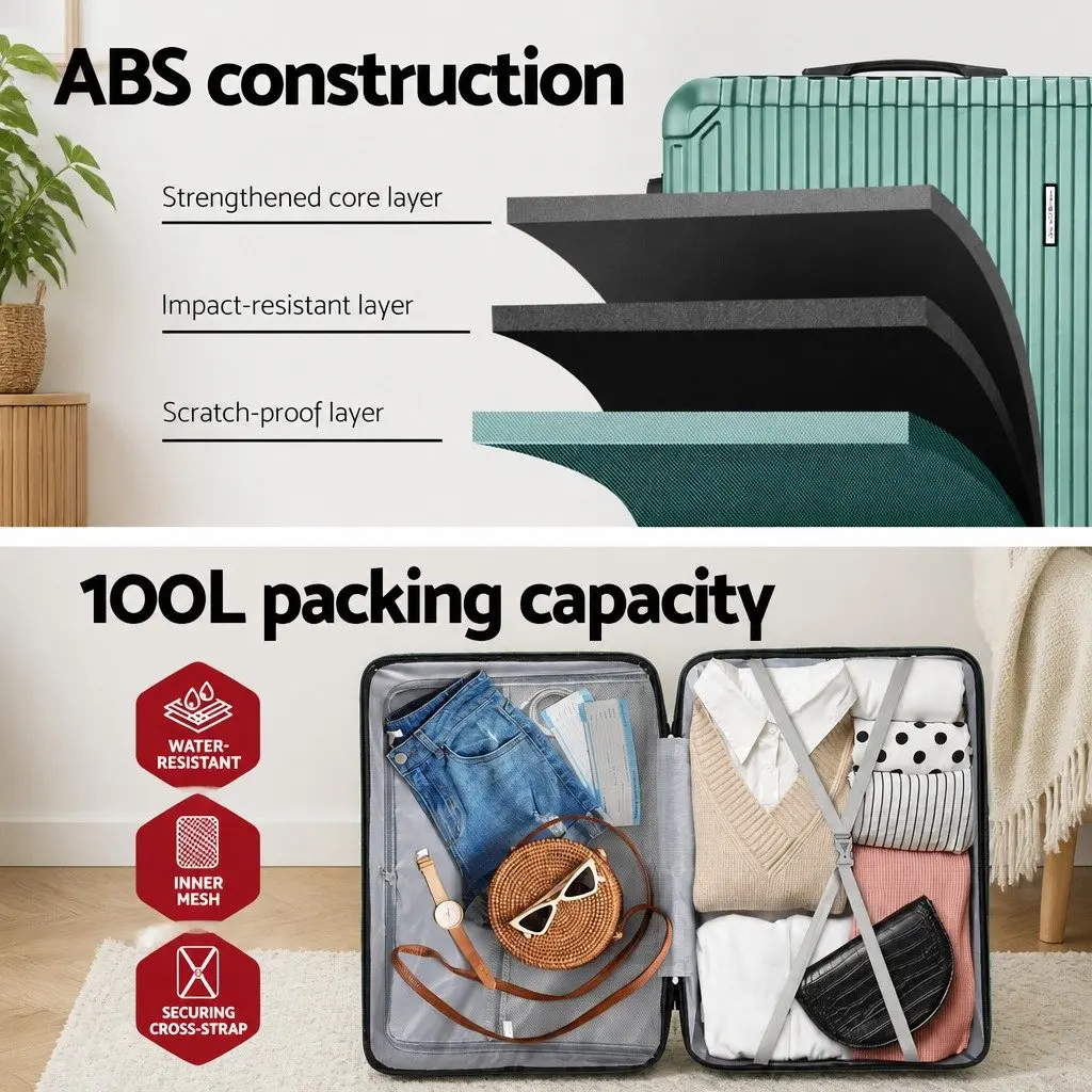 Hard Shell Luggage Suitcase for Travel 28 Inch Green