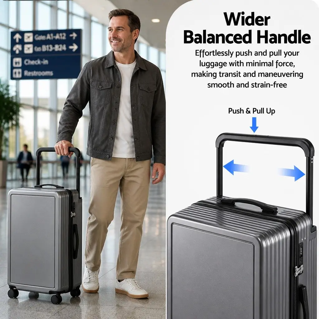 28" Suitcase Wide Handle Luggage Hard Case Travel TSA Lock Anthracite Grey