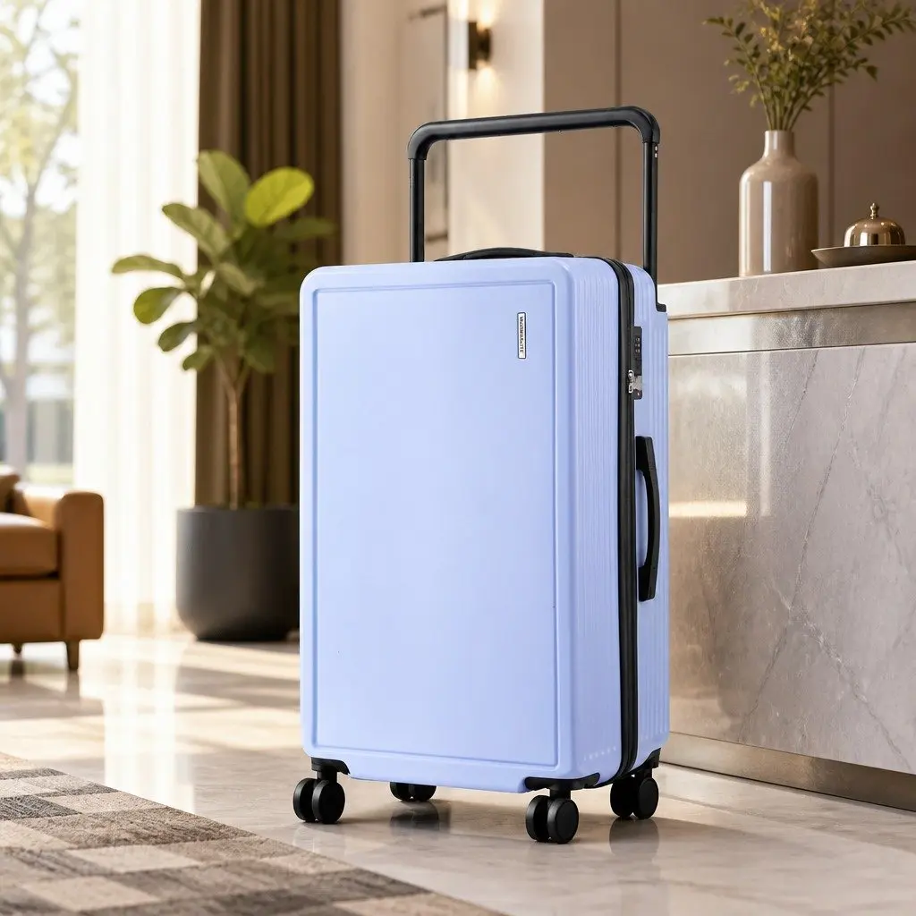 28" Suitcase Wide Handle Luggage Travel Trolley Case TSA Lock Light Blue
