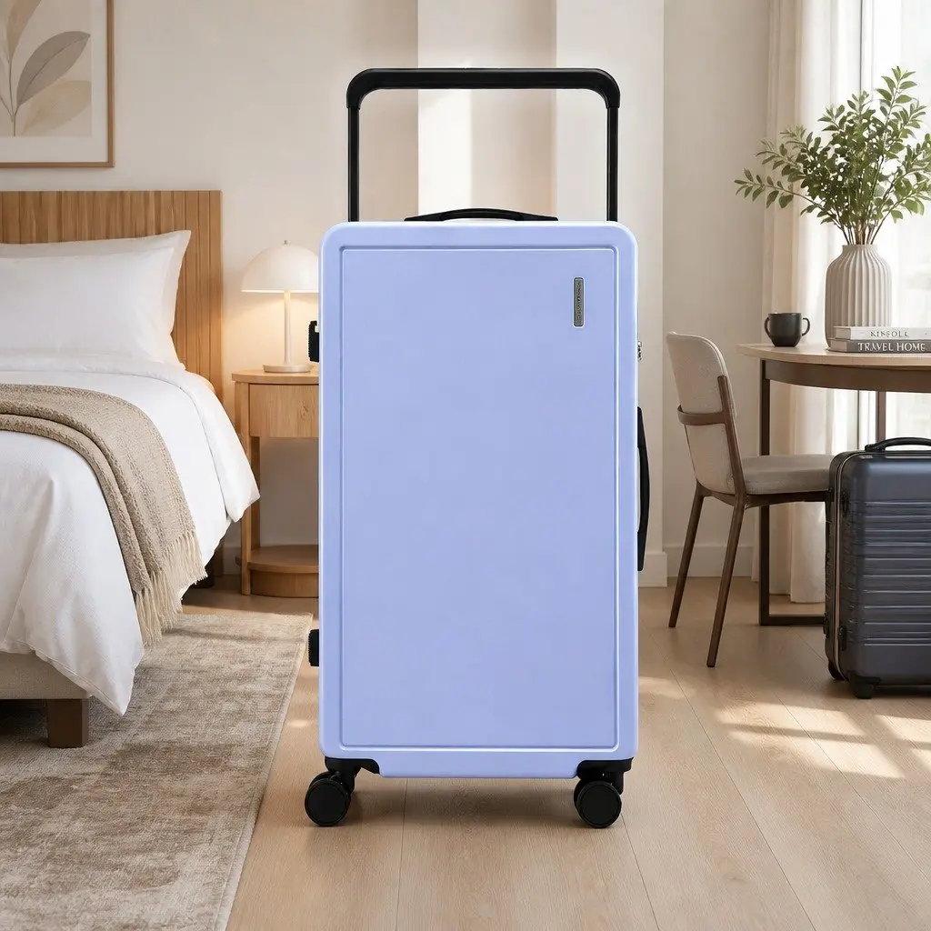 28" Suitcase Wide Handle Luggage Travel Trolley Case TSA Lock Light Blue