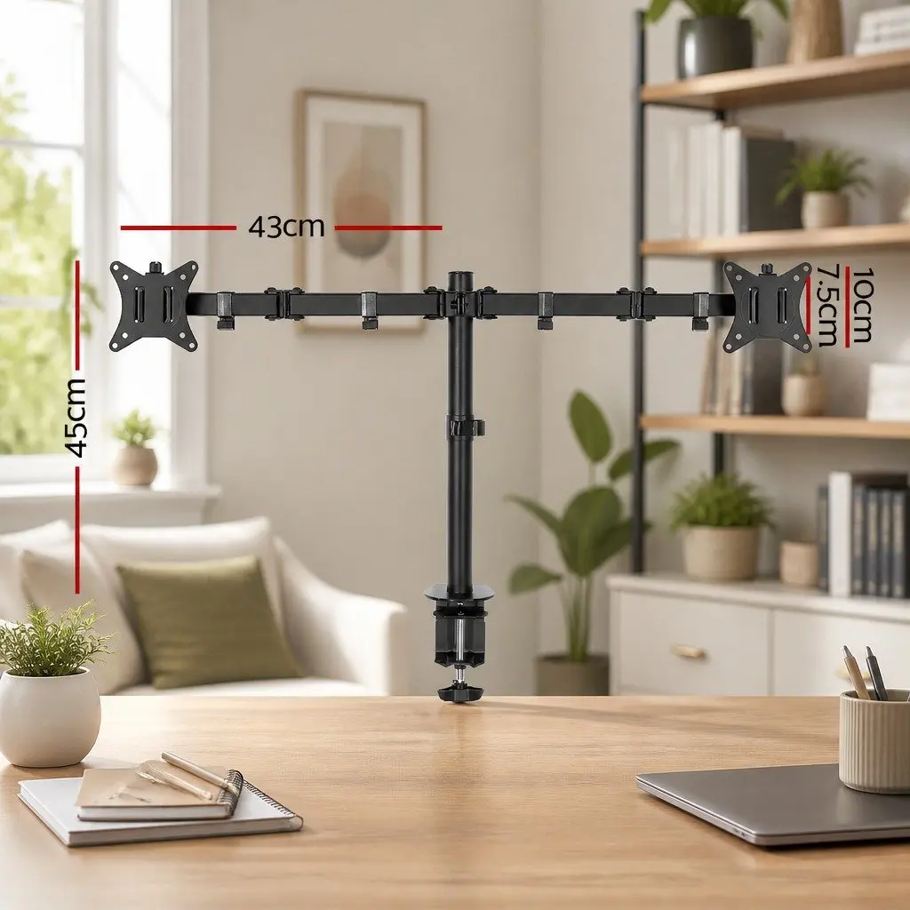 Dual Monitor Arm Desk Mount Screen Bracket Adjustable Holder Stand 32 inch