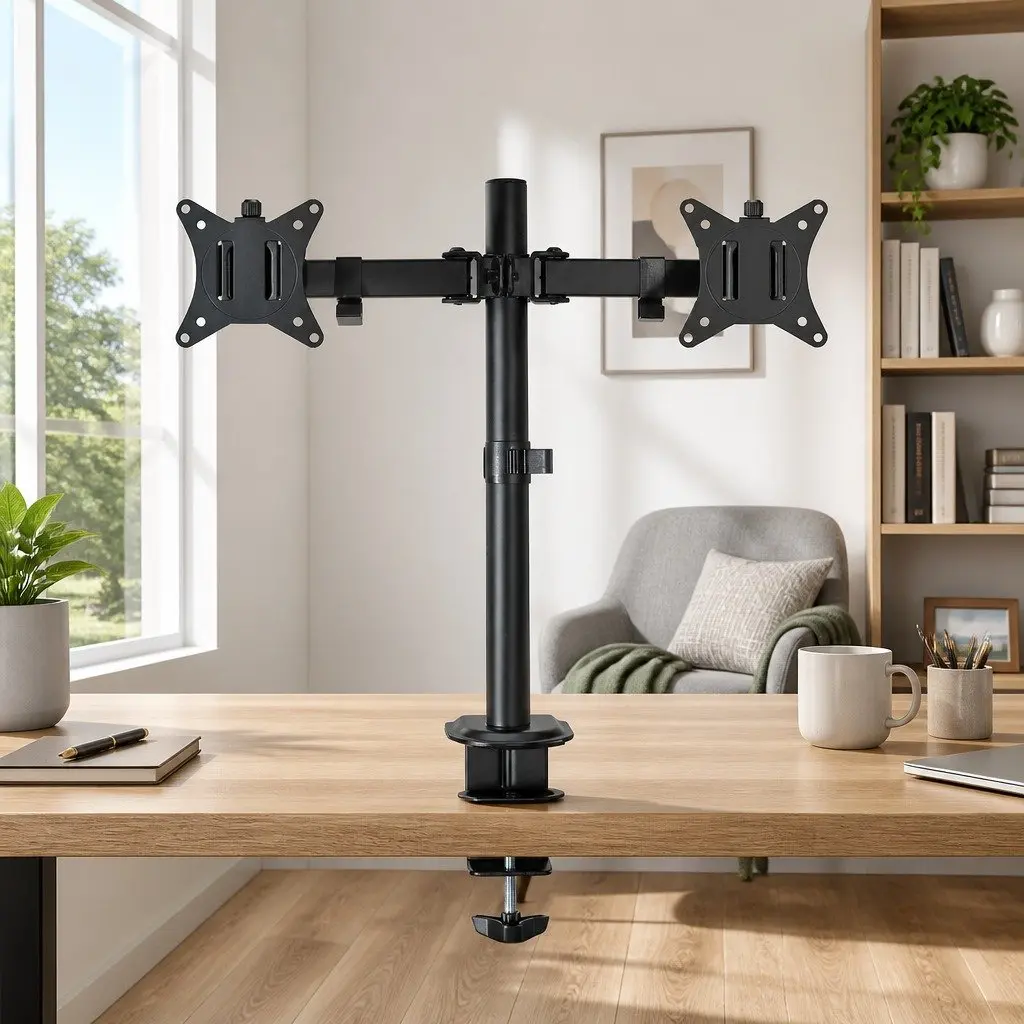 Dual Monitor Arm Desk Mount Screen Bracket Adjustable Holder Stand 32 inch