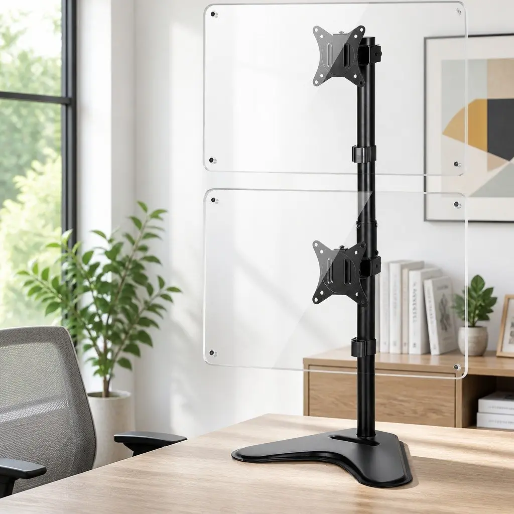 Dual Monitor Arm Stand with Freestanding V-Shaped Base