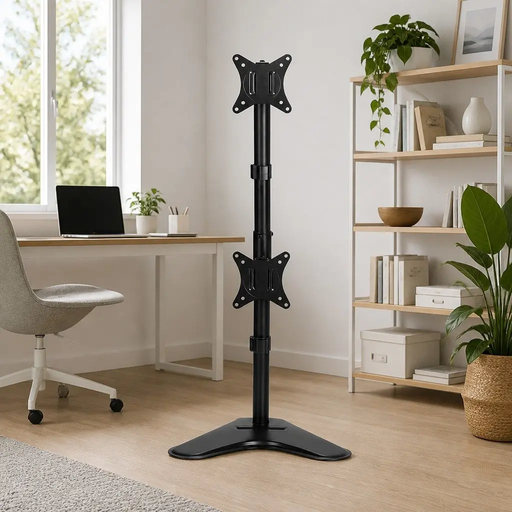 Dual Monitor Arm Stand Adjustable Mount Freestanding Desktop Display Bracket 17 to 32 Inch