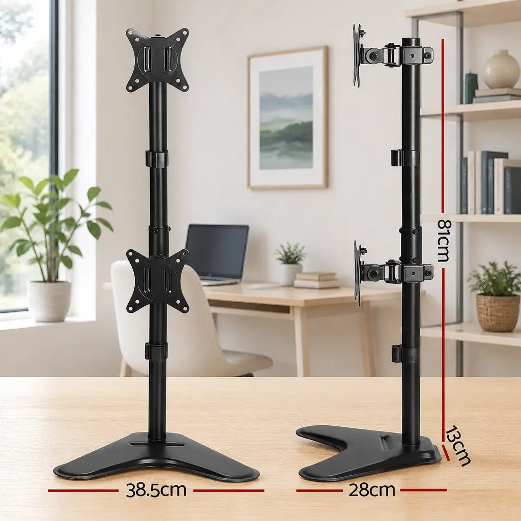 Dual Monitor Arm Stand Adjustable Mount Freestanding Desktop Display Bracket 17 to 32 Inch