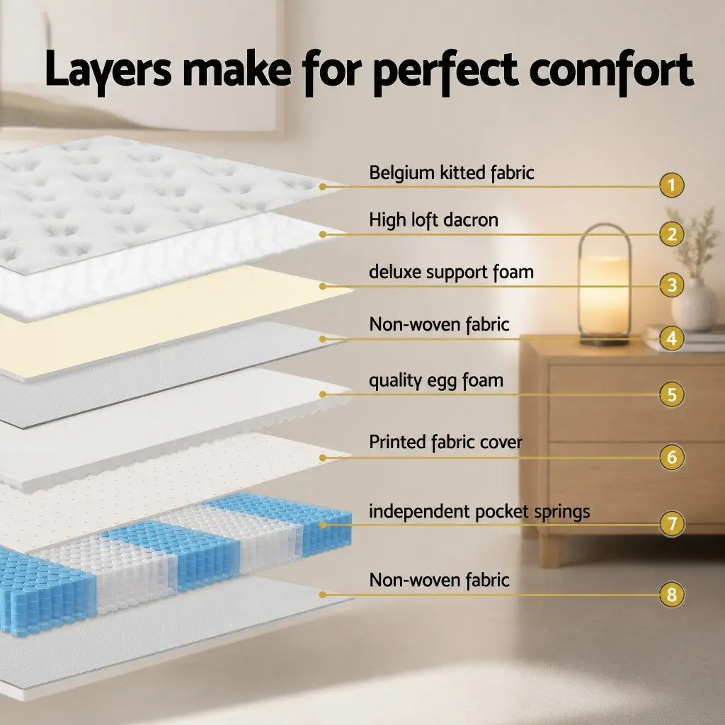 Single Mattress for Bedroom 190 x 91 x 31cm with Wooden Storage Bed Frame
