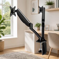 Dual Monitor Arm Gas Spring Desk Mount Bracket 2 Screen Holder VESA