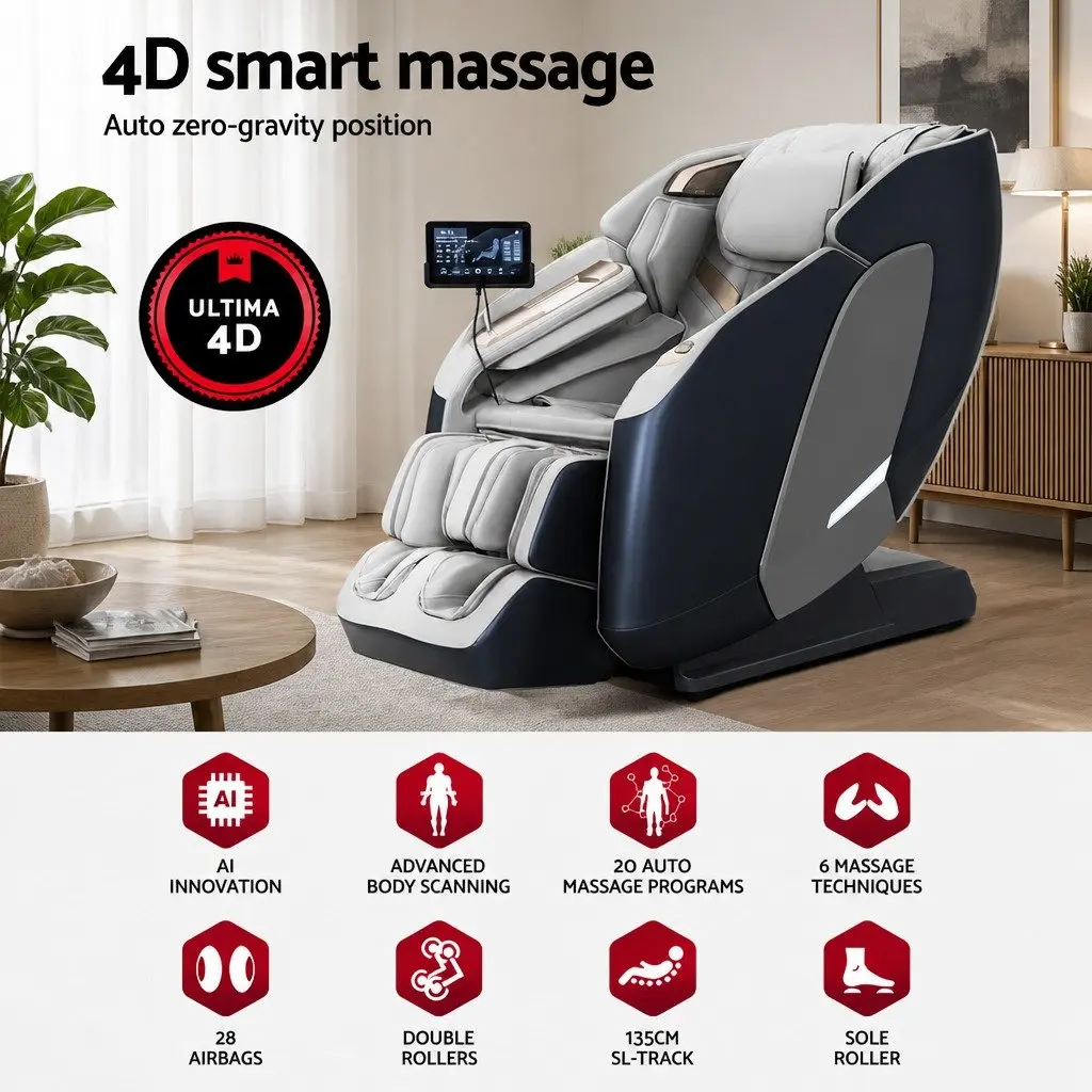 4D Massage Chair Recliner for Living Room Full Body Zero Gravity Heated Airbag Shiatsu