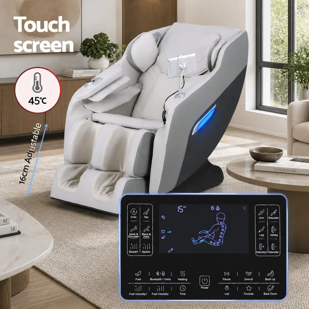 Electric Massage Chair Recliner Grey Full Body Zero Gravity Home Relaxation