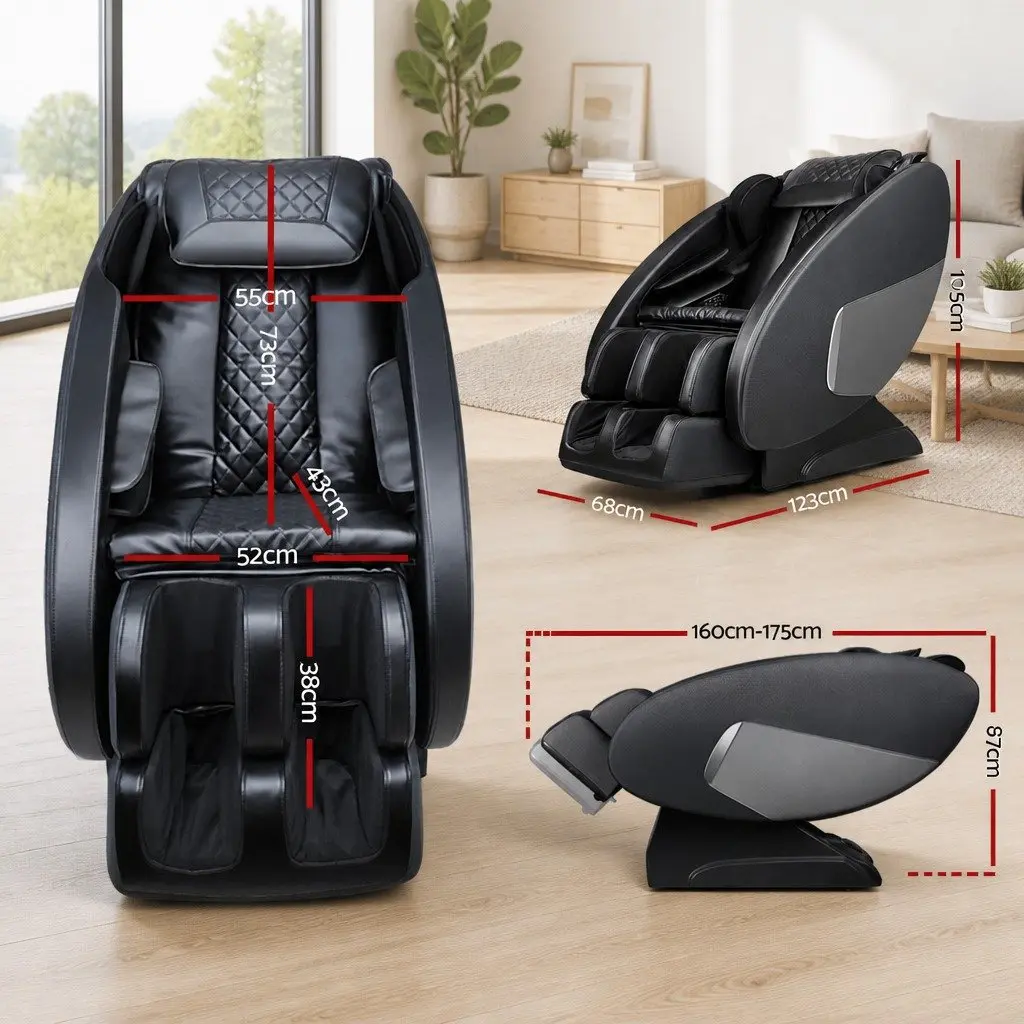 Electric Massage Chair Recliner Zero-Gravity Full Body Heated Black Home Therapy