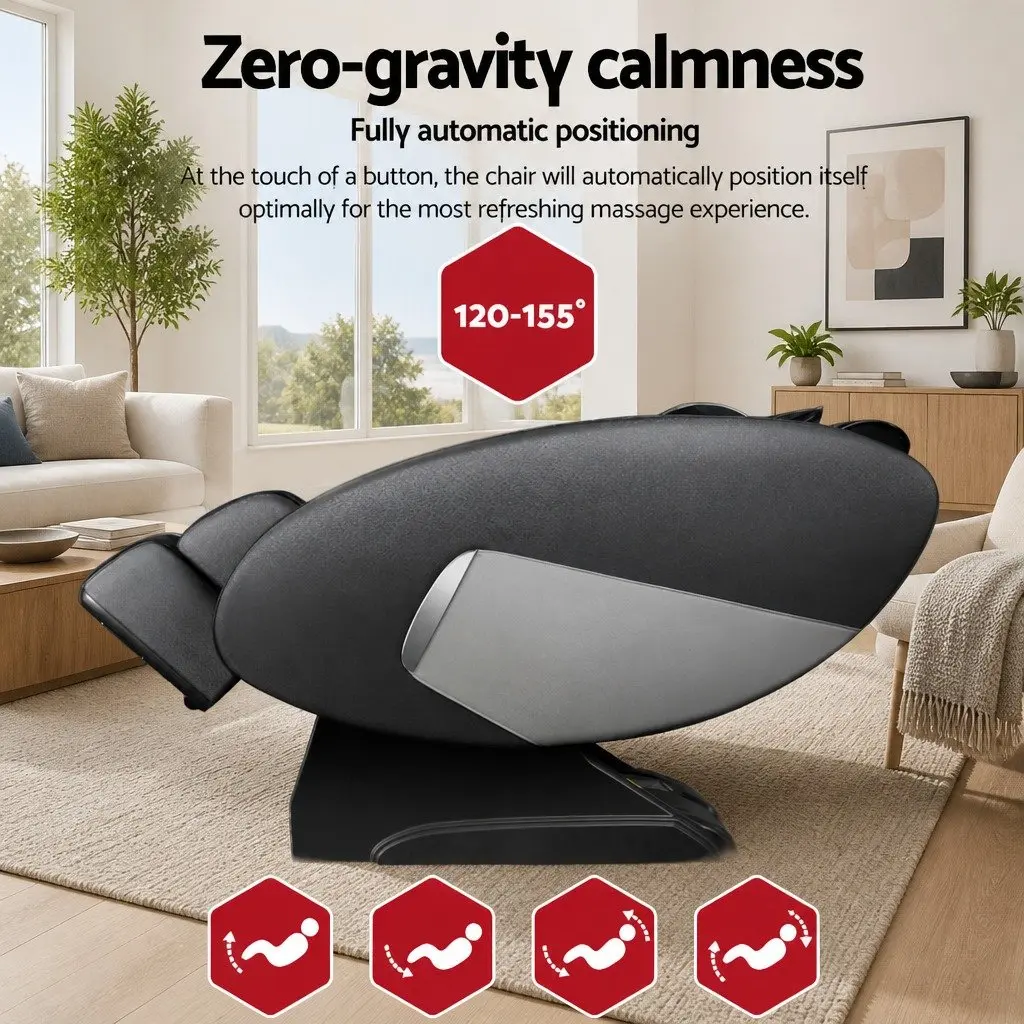 Electric Massage Chair Recliner Zero-Gravity Full Body Heated Black Home Therapy