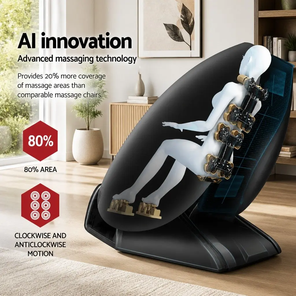 Electric Massage Chair Recliner Zero-Gravity Full Body Heated Black Home Therapy