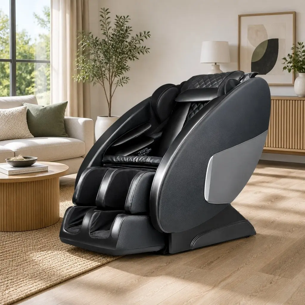Electric Massage Chair Recliner Zero-Gravity Full Body Heated Black Home Therapy