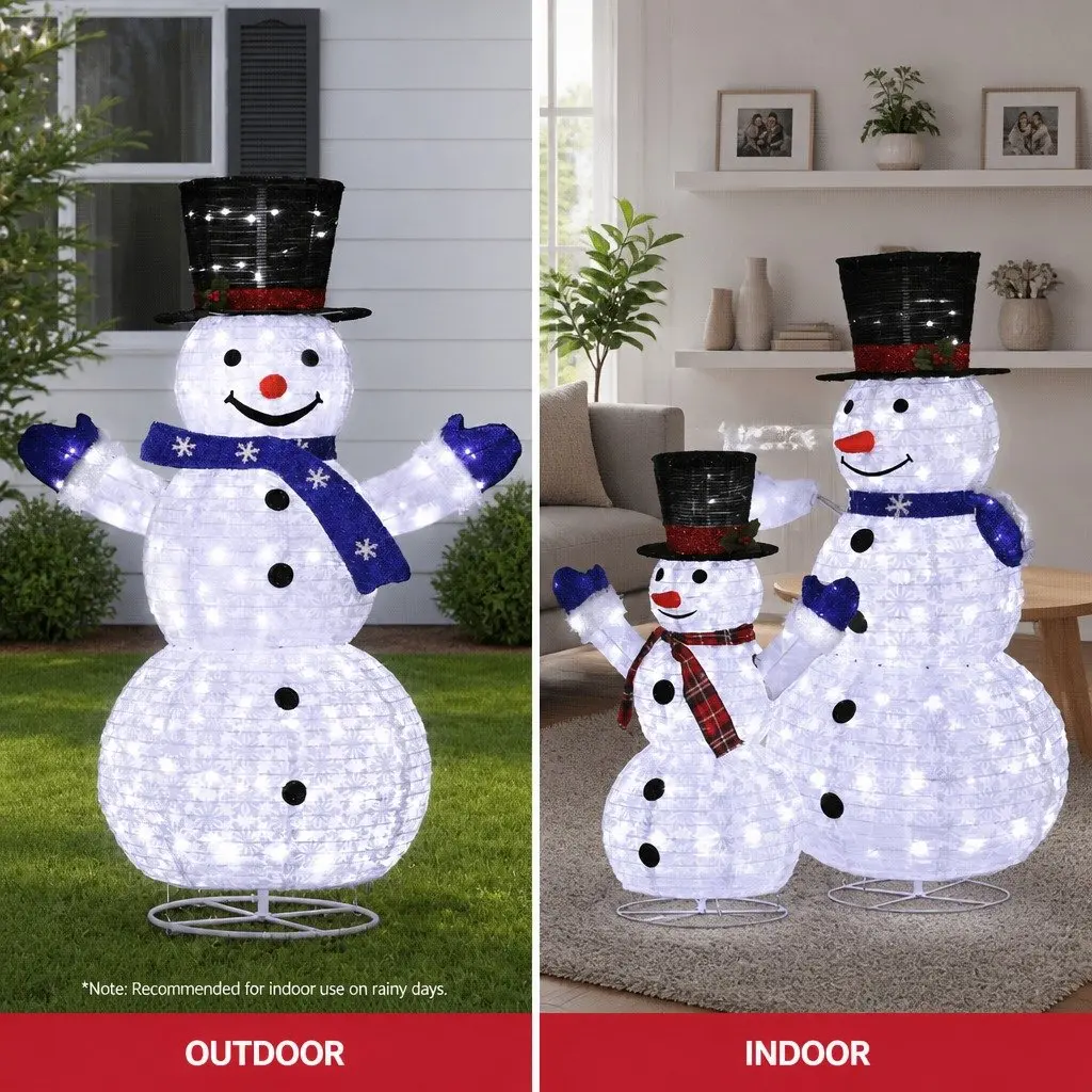 LED Snowman Decorations Set Indoor Outdoor 3 Piece