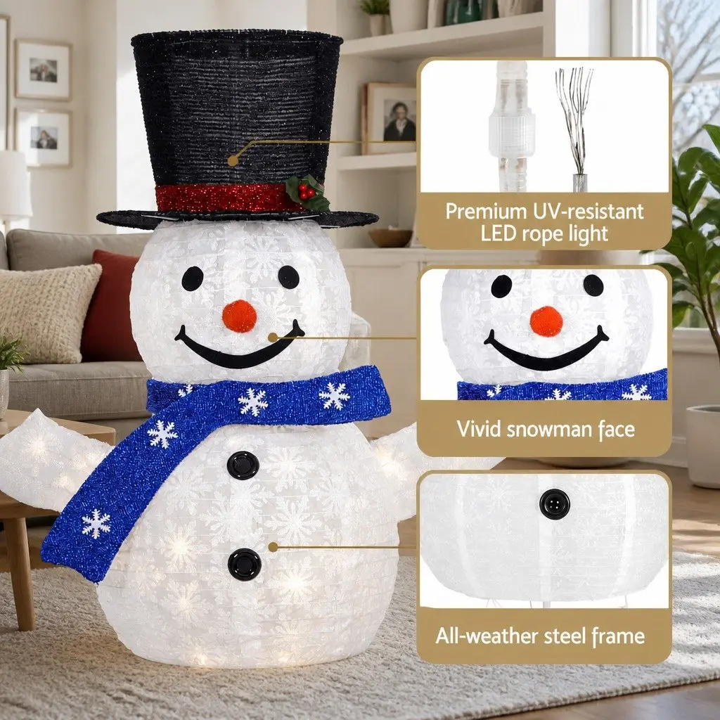 LED Snowman Decorations Set Indoor Outdoor 3 Piece