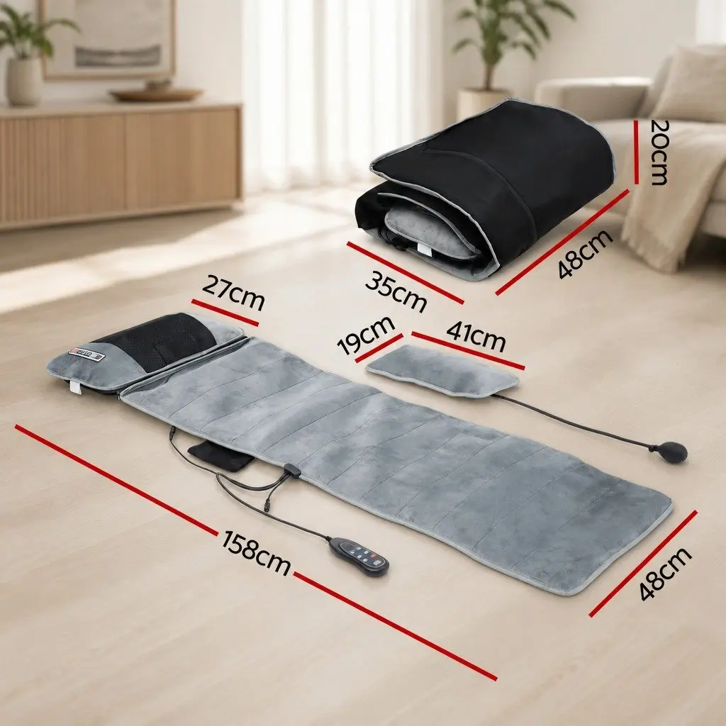 Electric Massage Mat for Home 158cm x 48cm with 10 Motors Vibration Heating Neck Back Relaxation